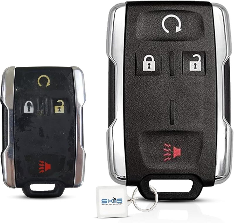 Smart Key Solution SKS Key Fob Cover Case Replacement for 2014 2015 2016 2017 2018 2019 Chevrolet Chevy Silverado Suburban Tahoe GMC Sierra Yukon Remote Shell, 4-Button M3N-32337100, No Programming Required - Image 1
